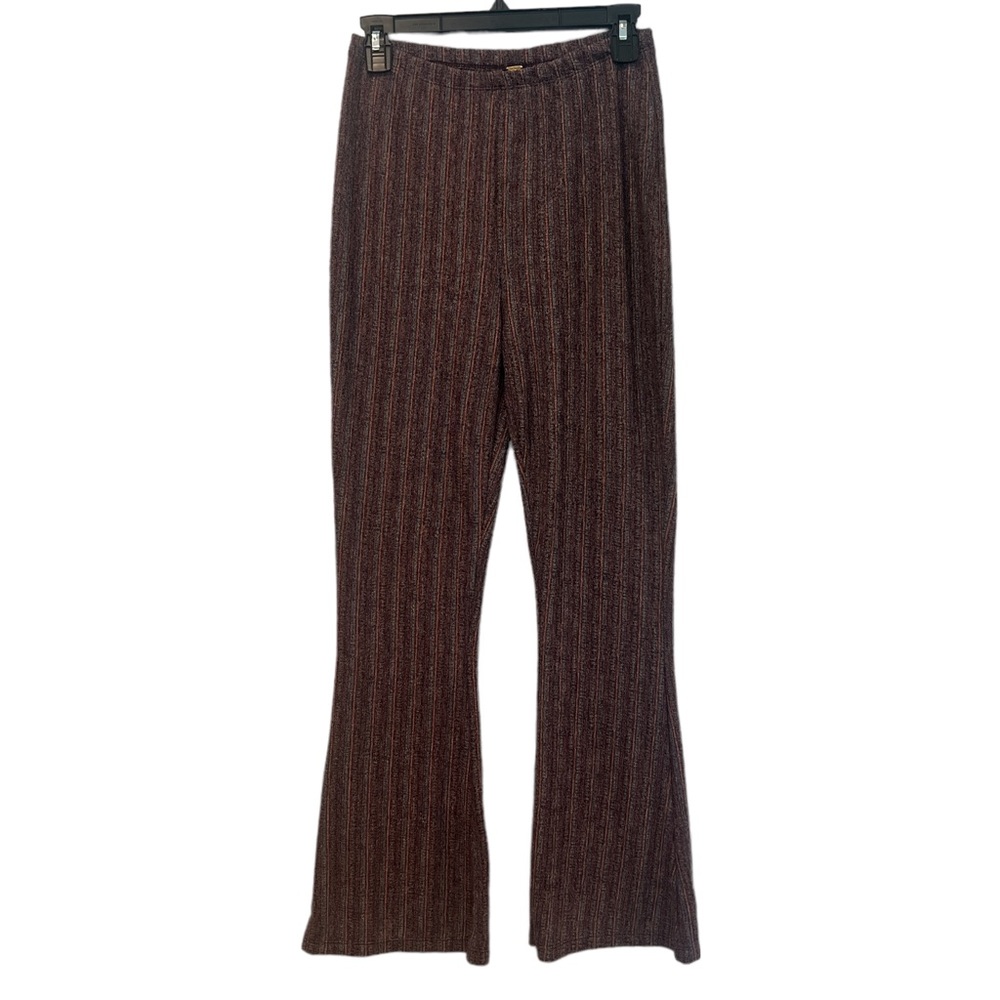 Free People In Your Eyes Pants Size S Blue Purple Striped Wide Flare Stretch